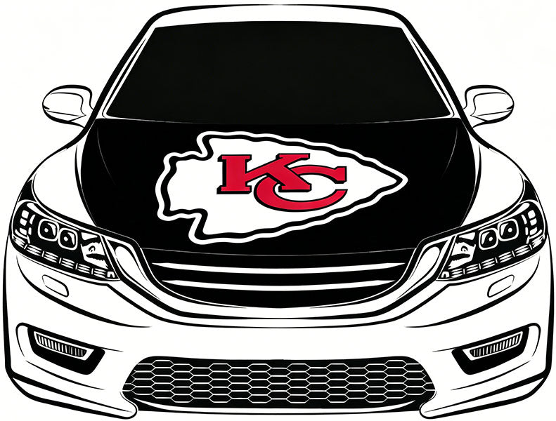 Kansas City Chiefs Flag Car Hood Cover Flag NFL 4X5ft,/6X7FT 100% Polyester Elastic Fabrics Can be Washed Flag
