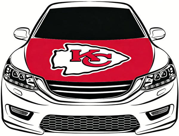 Kansas City Chiefs Flag Car Hood Cover Flag NFL 4X5ft,/6X7FT 100% Polyester Elastic Fabrics Can be Washed Flag