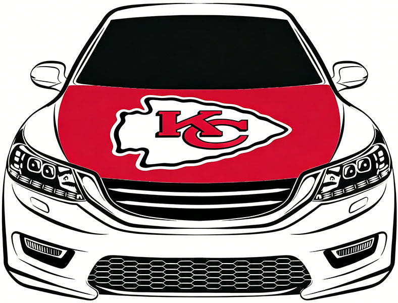 Kansas City Chiefs Flag Car Hood Cover Flag NFL 4X5ft,/6X7FT 100% Polyester Elastic Fabrics Can be Washed Flag