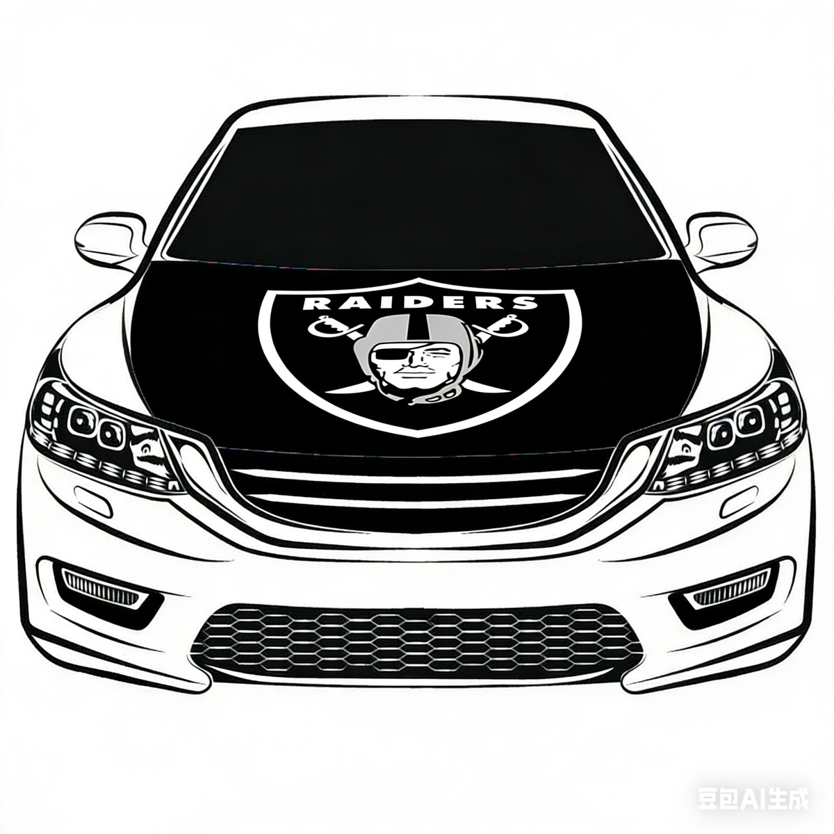 Las Vegas Raiders Hood Cover Flag , NFL Engine Flag ,4X5ft/6X7FT, 100% Polyester Elastic Fabrics Can be Washed Suitable for large SUV and Pickup Trucks