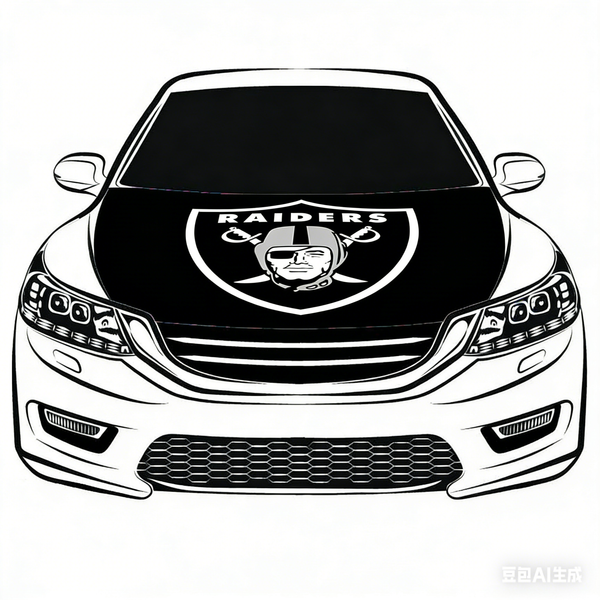 Las Vegas Raiders Hood Cover Flag , NFL Engine Flag ,4X5ft/6X7FT, 100% Polyester Elastic Fabrics Can be Washed Suitable for large SUV and Pickup Trucks