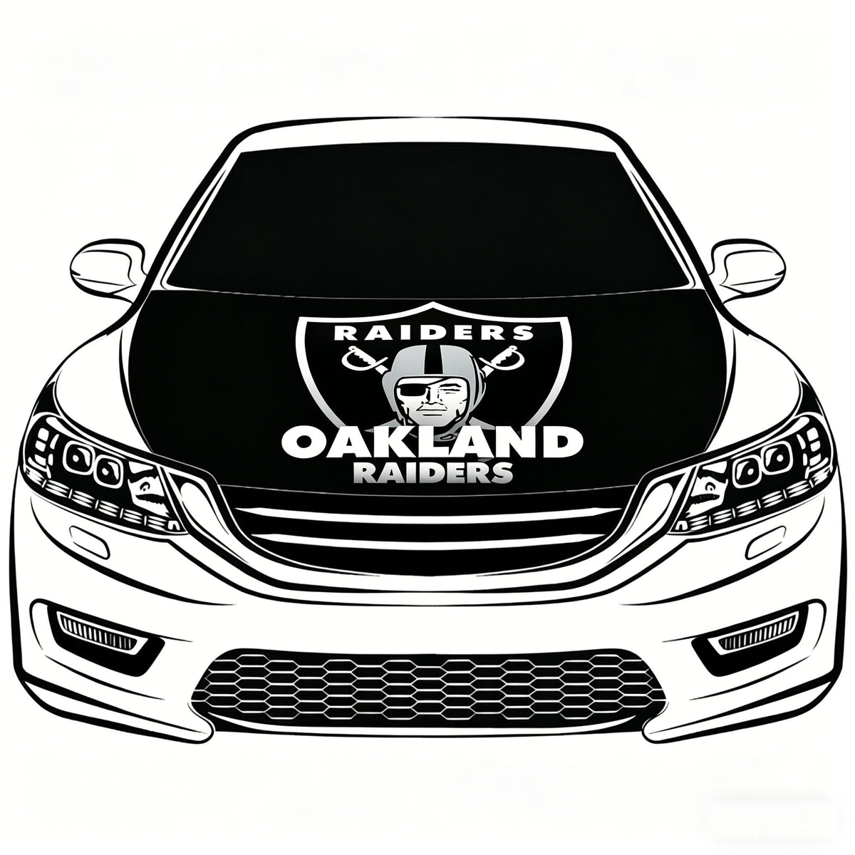 Las Vegas Raiders Hood Cover Flag , NFL Engine Flag ,4X5ft/6X7FT, 100% Polyester Elastic Fabrics Can be Washed Suitable for large SUV and Pickup Trucks