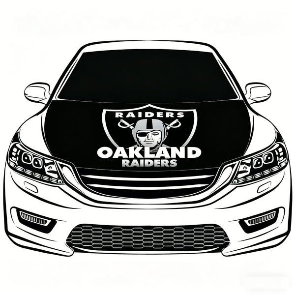 Las Vegas Raiders Hood Cover Flag , NFL Engine Flag ,4X5ft/6X7FT, 100% Polyester Elastic Fabrics Can be Washed Suitable for large SUV and Pickup Trucks