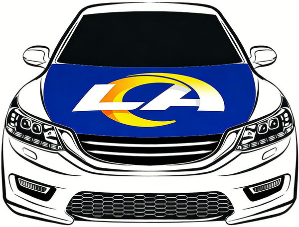 Los Angeles Rams Car Hood Cover Flag NFL 4X5ft,/6X7FT 100% Polyester Elastic Fabrics Can be Washed Flag