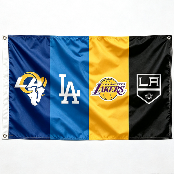 Los Angles Teams -3x5 ft Rams, Dodgers, Lakers, Kings  Banner-100% polyester-2 Metal Grommets-One sided /Two sided