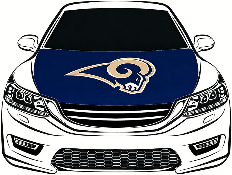 Los Angeles Rams Car Hood Cover Flag NFL 4X5ft,/6X7FT 100% Polyester Elastic Fabrics Can be Washed Flag