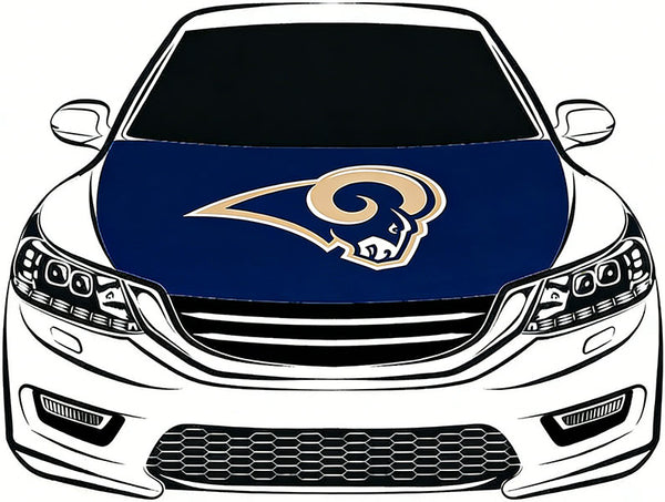 Los Angeles Rams Car Hood Cover Flag NFL 4X5ft,/6X7FT 100% Polyester Elastic Fabrics Can be Washed Flag
