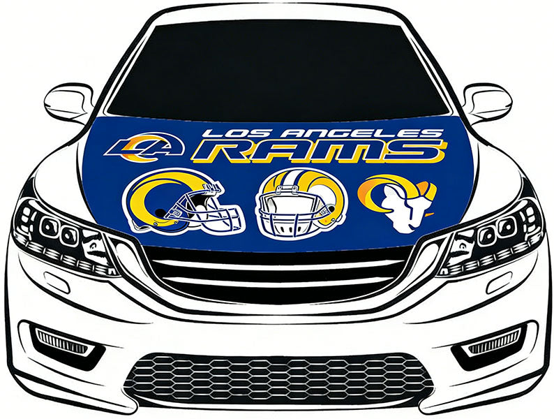 Los Angeles Rams Car Hood Cover Flag NFL 4X5ft,/6X7FT 100% Polyester Elastic Fabrics Can be Washed Flag