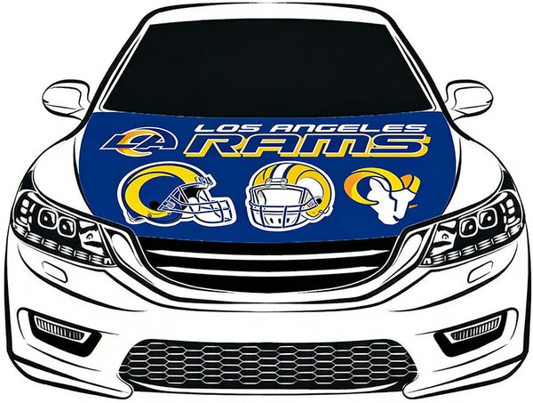 Los Angeles Rams Car Hood Cover Flag NFL 4X5ft,/6X7FT 100% Polyester Elastic Fabrics Can be Washed Flag