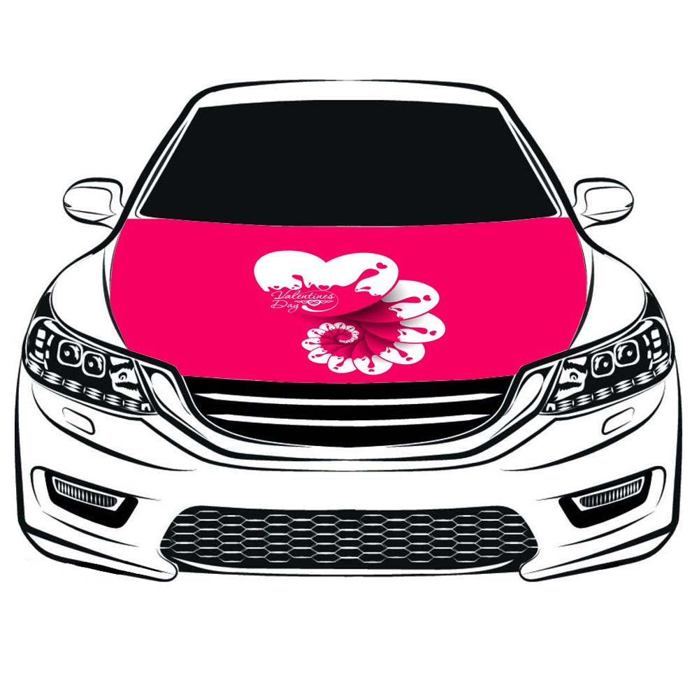 Love Car Hood Cover Flag ,Engine Flag,3.3X5ft/6X7FT,100% Polyester Elastic Fabrics Can be Washed