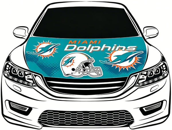 NFL Miami Dolphins Flag，Car Hood Cover Flag , Engine Banner Miami Dolphins Flags,4X5ft/6X7FT,100% Polyester Elastic Fabrics Can be Washed