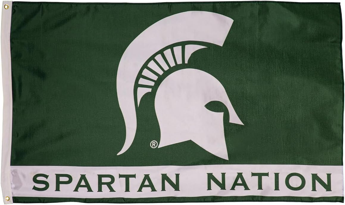 Michigan State Spartans Flag College Sports Flag-NCAA Michigan StateTeam University MSU  Banner -3x5 FT Banner-100% polyester-2 Metal Grommets