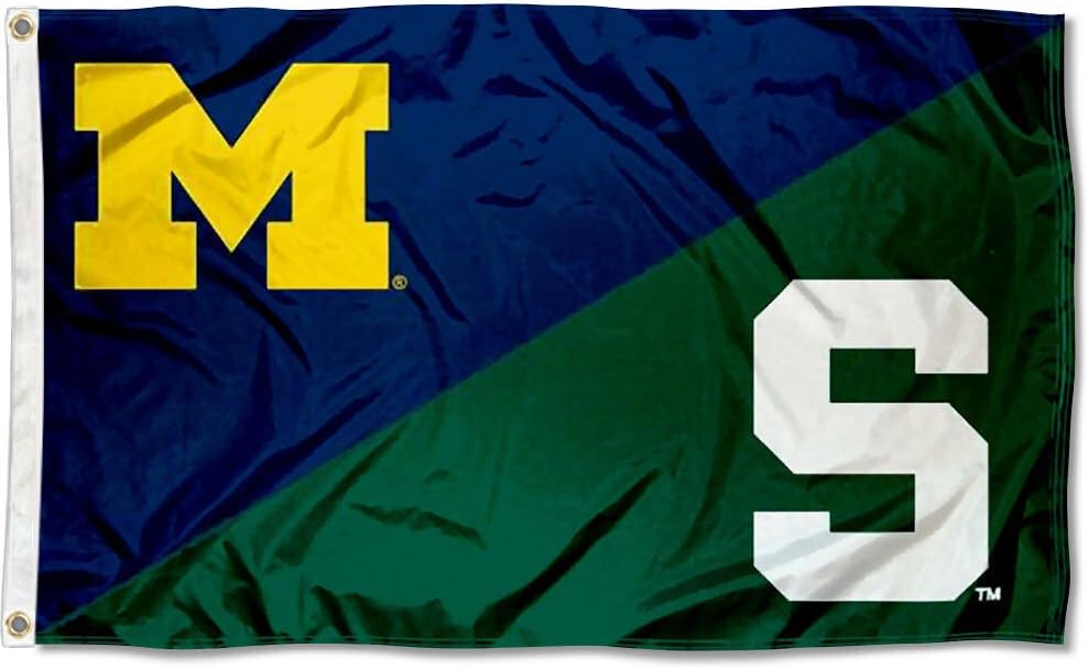 Michigan State Spartans Flag College Sports Flag-NCAA Michigan StateTeam University MSU  Banner -3x5 FT Banner-100% polyester-2 Metal Grommets