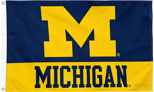 Michigan Flag -NCAA Michigan Team University Wolverines  Banner -3x5 FT University of Michigan Block M Flag -100% polyester-2 Metal Grommets