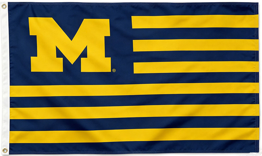 Michigan Flag -NCAA Michigan Team University Wolverines  Banner -3x5 FT University of Michigan Block M Flag -100% polyester-2 Metal Grommets