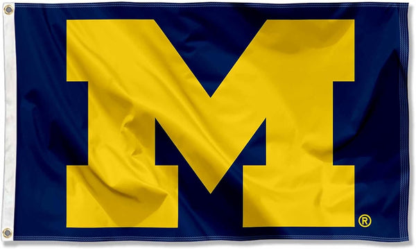 Michigan Flag -NCAA Michigan Team University Wolverines  Banner -3x5 FT University of Michigan Block M Flag -100% polyester-2 Metal Grommets