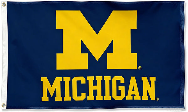 Michigan Flag -NCAA Michigan Team University Wolverines  Banner -3x5 FT University of Michigan Block M Flag -100% polyester-2 Metal Grommets