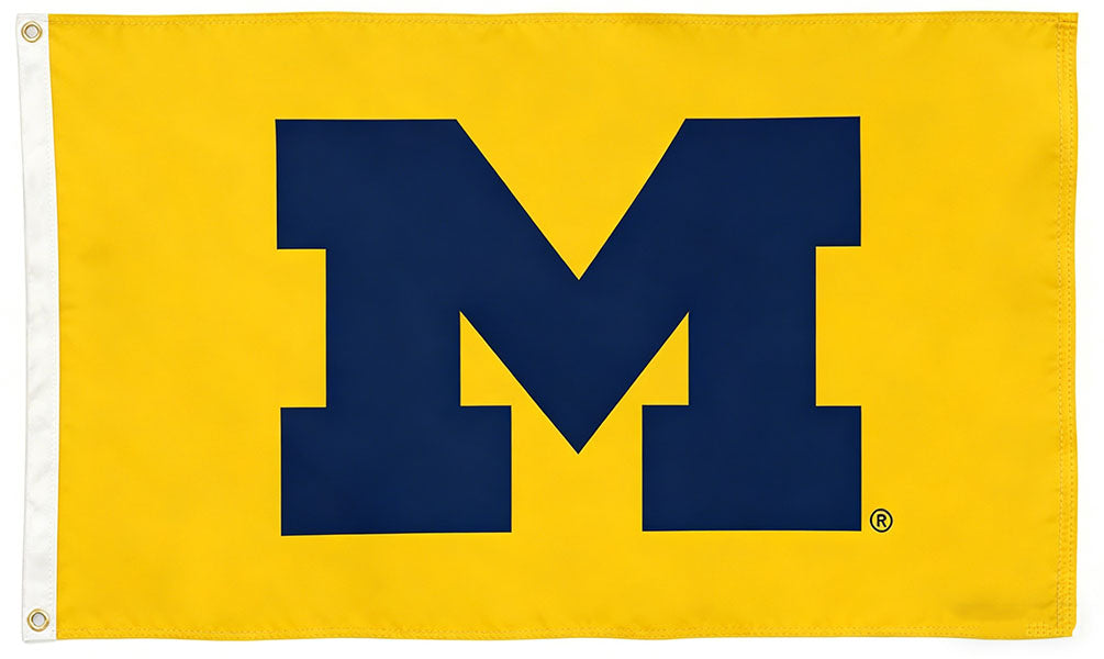 Michigan Flag -NCAA Michigan Team University Wolverines  Banner -3x5 FT University of Michigan Block M Flag -100% polyester-2 Metal Grommets