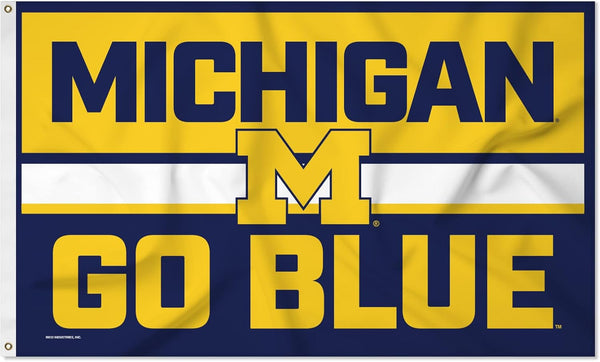 Michigan Flag -NCAA Michigan Team University Wolverines  Banner -3x5 FT University of Michigan Block M Flag -100% polyester-2 Metal Grommets