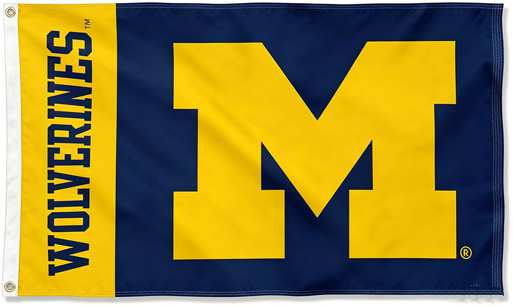 Michigan Flag -NCAA Michigan Team University Wolverines  Banner -3x5 FT University of Michigan Block M Flag -100% polyester-2 Metal Grommets