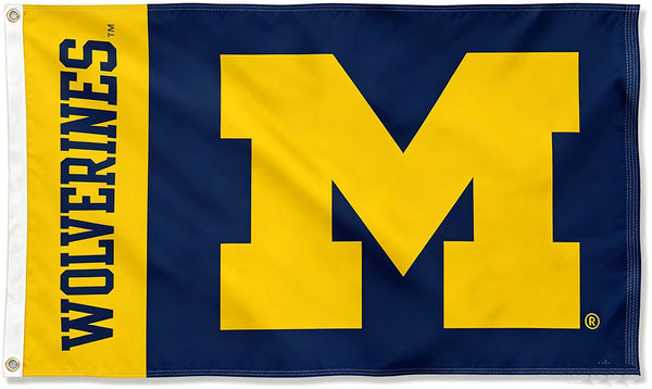Michigan Flag -NCAA Michigan Team University Wolverines  Banner -3x5 FT University of Michigan Block M Flag -100% polyester-2 Metal Grommets
