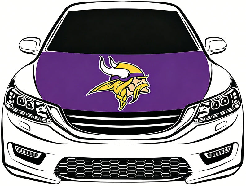 Minnesota Vikings Car Hood Cover Flag NFL SKOL 4X5ft,/6X7FT 100% Polyester Elastic Fabrics Can be Washed Flag