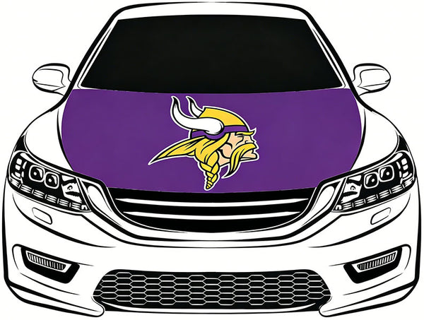 Minnesota Vikings Car Hood Cover Flag NFL SKOL 4X5ft,/6X7FT 100% Polyester Elastic Fabrics Can be Washed Flag