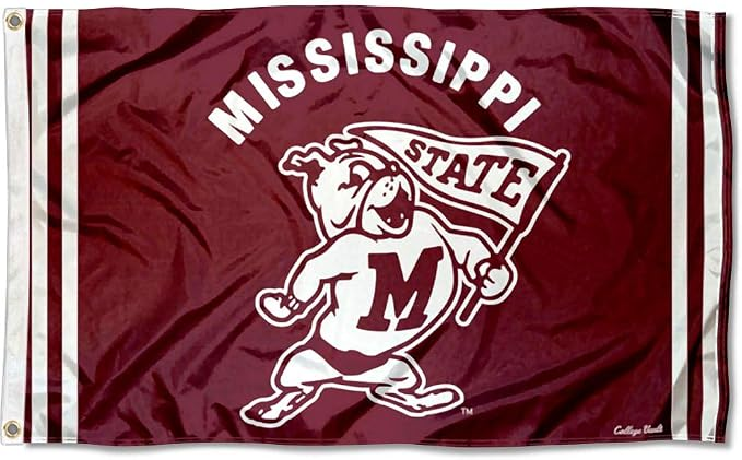 Mississippi State Bulldogs MSU University College Flag-NCAA 3x5 ft 100% polyester-2 Metal Grommets-One sided /Two sided