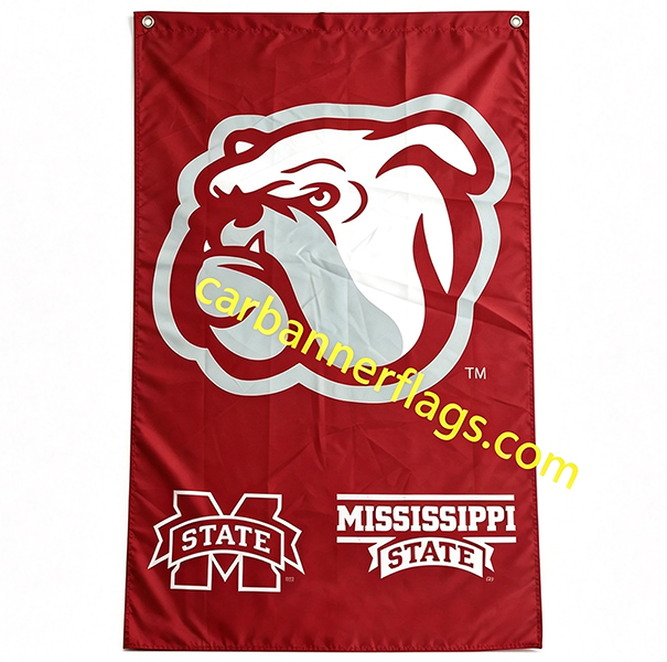 Mississippi State Bulldogs MSU University College Flag-NCAA 3x5 ft 100% polyester-2 Metal Grommets-One sided /Two sided