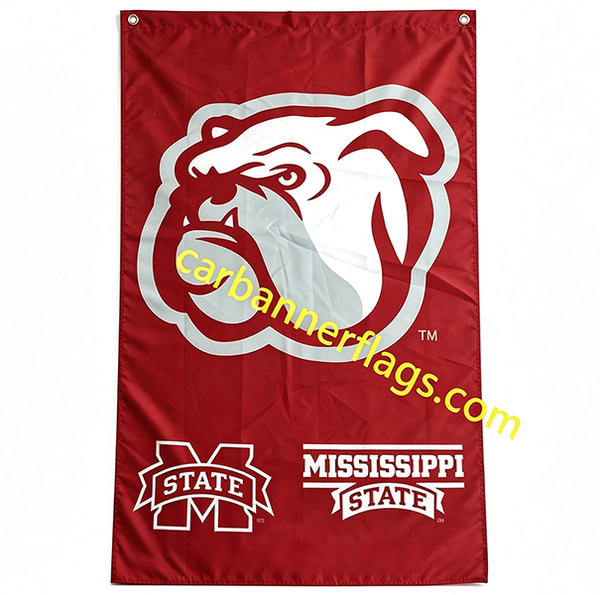 Mississippi State Bulldogs MSU University College Flag-NCAA 3x5 ft 100% polyester-2 Metal Grommets-One sided /Two sided