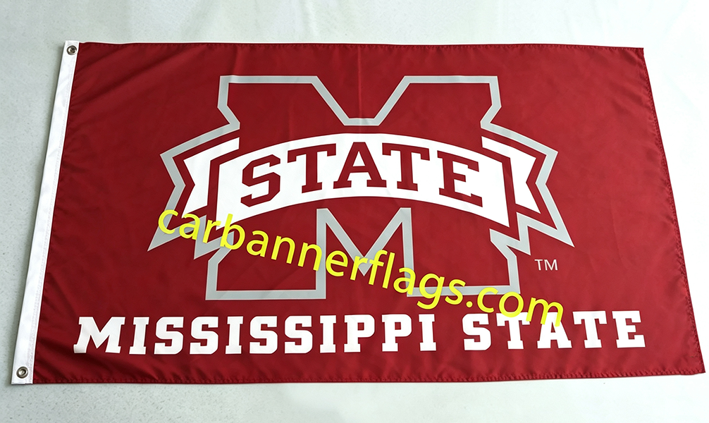 Mississippi State Bulldogs MSU University College Flag-NCAA 3x5 ft 100% polyester-2 Metal Grommets-One sided /Two sided
