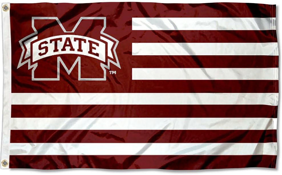 Mississippi State Bulldogs MSU University College Flag-NCAA 3x5 ft 100% polyester-2 Metal Grommets-One sided /Two sided