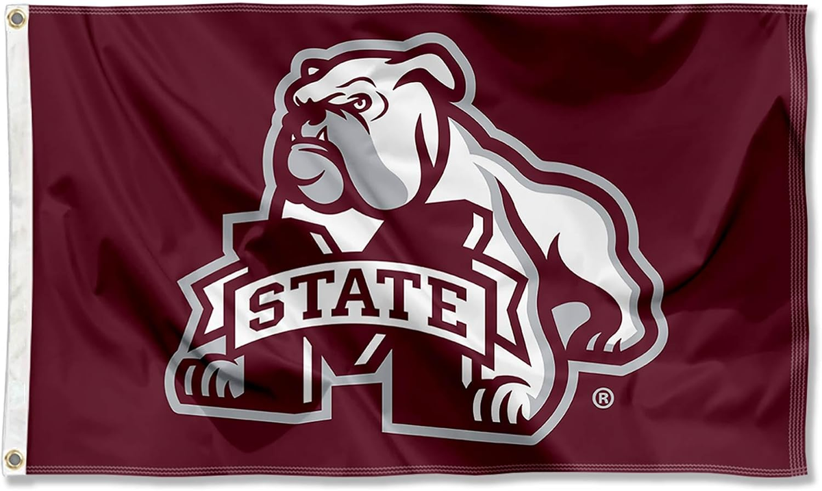 Mississippi State Bulldogs MSU University College Flag-NCAA 3x5 ft 100% polyester-2 Metal Grommets-One sided /Two sided