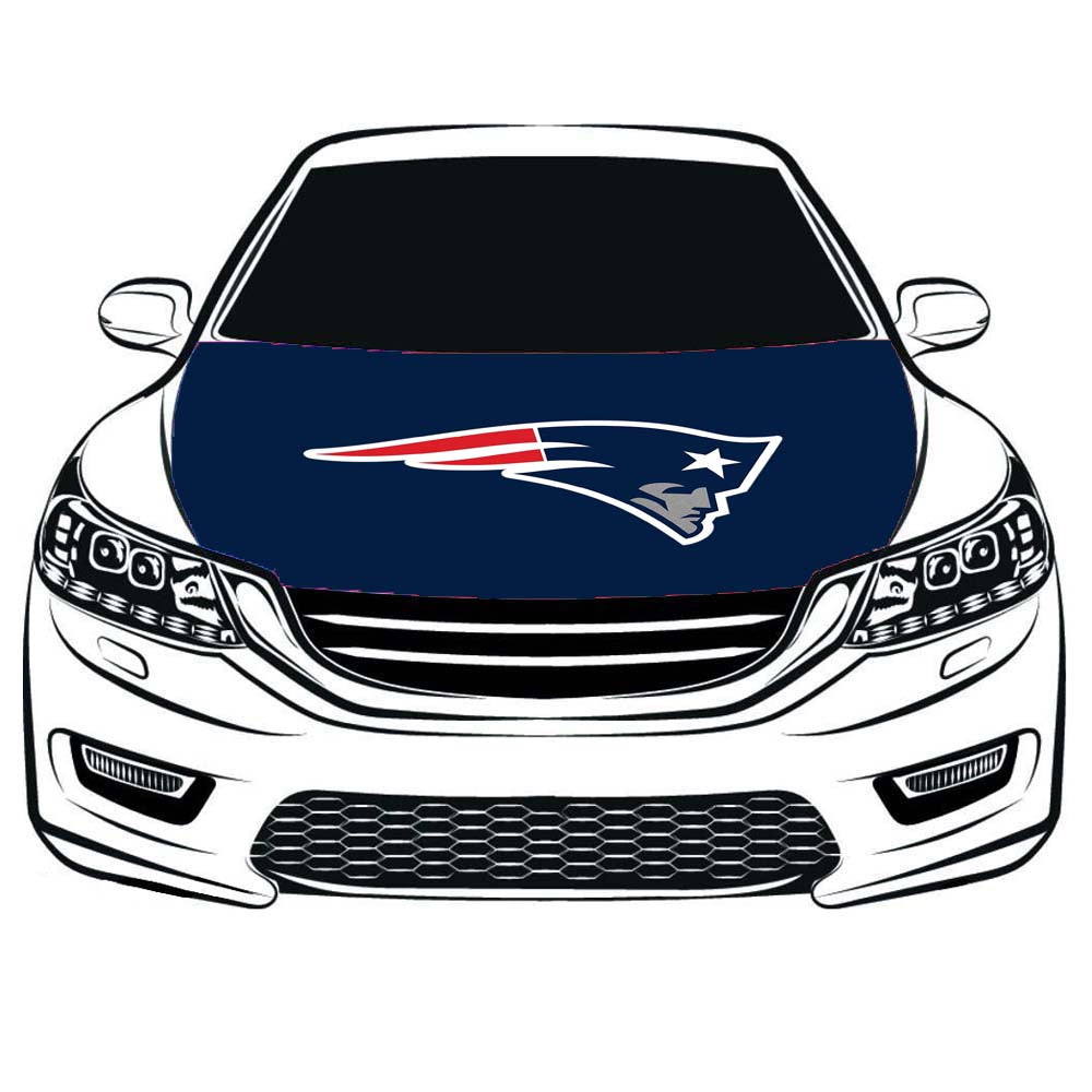 NFL New England Patriots Car Hood Cover Flag ,Engine Banner Flag flag of New England Patriots,3.3X5ft,/6X7FT 100% Polyester Elastic Fabrics Can be Washed Suitable for large SUV and Pickup Trucks