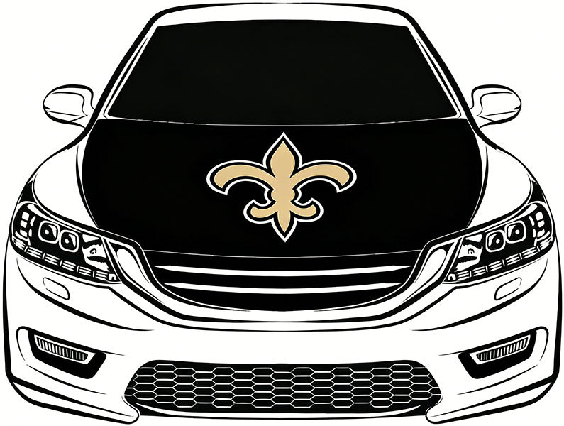 New Orleans Saints Car Hood Cover Flag NFL SKOL 4X5ft,/6X7FT 100% Polyester Elastic Fabrics Can be Washed Flag