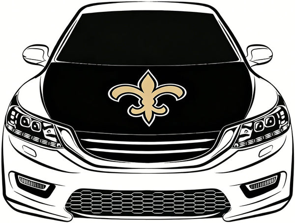 New Orleans Saints Car Hood Cover Flag NFL SKOL 4X5ft,/6X7FT 100% Polyester Elastic Fabrics Can be Washed Flag
