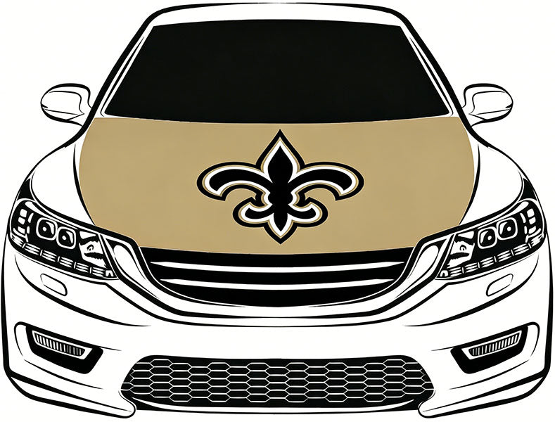 New Orleans Saints Car Hood Cover Flag NFL SKOL 4X5ft,/6X7FT 100% Polyester Elastic Fabrics Can be Washed Flag