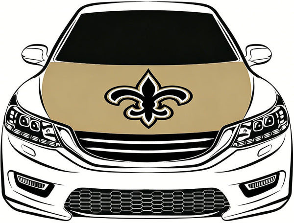 New Orleans Saints Car Hood Cover Flag NFL SKOL 4X5ft,/6X7FT 100% Polyester Elastic Fabrics Can be Washed Flag