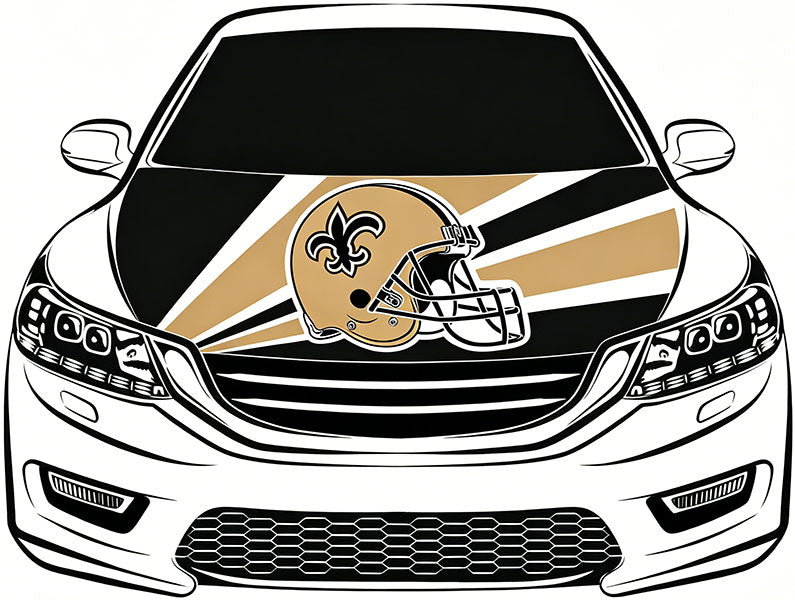 New Orleans Saints Car Hood Cover Flag NFL SKOL 4X5ft,/6X7FT 100% Polyester Elastic Fabrics Can be Washed Flag