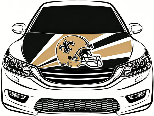 New Orleans Saints Car Hood Cover Flag NFL SKOL 4X5ft,/6X7FT 100% Polyester Elastic Fabrics Can be Washed Flag