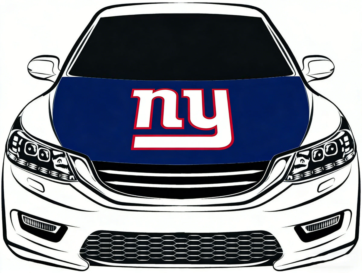 New York Giants Car Hood Cover Flag -NFL NY 4X5ft,/6X7FT 100% Polyester Elastic Fabrics Can be Washed Flag