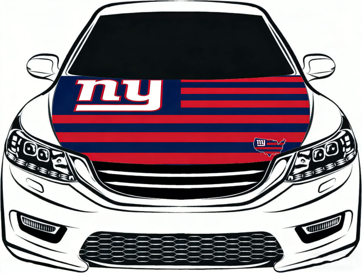 New York Giants Car Hood Cover Flag -NFL NY 4X5ft,/6X7FT 100% Polyester Elastic Fabrics Can be Washed Flag