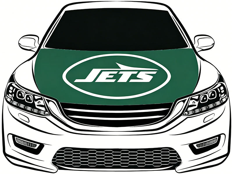 New York Jets Flag Car Hood Cover Flag-NFL 4X5ft,/6X7FT 100% Polyester Elastic Fabrics Can be Washed Flag