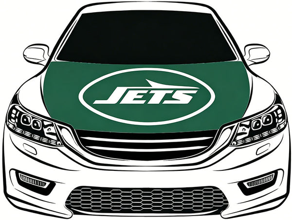 New York Jets Flag Car Hood Cover Flag-NFL 4X5ft,/6X7FT 100% Polyester Elastic Fabrics Can be Washed Flag