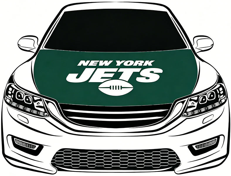 New York Jets Flag Car Hood Cover Flag-NFL 4X5ft,/6X7FT 100% Polyester Elastic Fabrics Can be Washed Flag