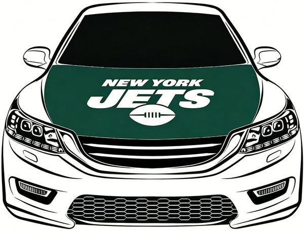 New York Jets Flag Car Hood Cover Flag-NFL 4X5ft,/6X7FT 100% Polyester Elastic Fabrics Can be Washed Flag