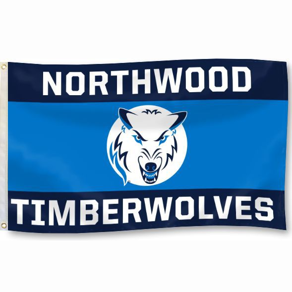 Northwood Timberwolves University Flag -NCAA 3x5 ft NU College  Banner-100% polyester-2 Metal Grommets-One sided /Two sided