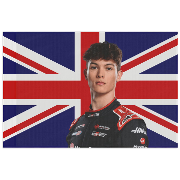 Oliver Bearman F1 Racing Flag -3x5 ft Esteban Ocon and Oliver Bearman Banner -100% polyester-2 Metal Grommets-One sided /Two sided