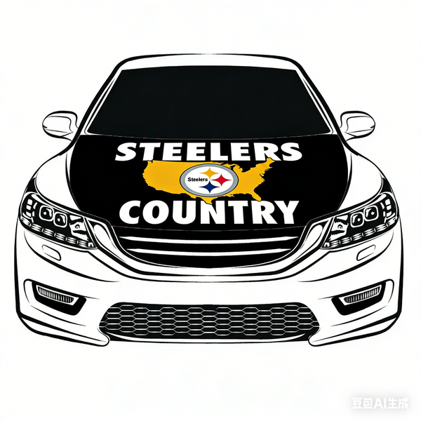 Pittsburgh Steelers NFL Car Hood Cover Flag , Engine Banner,4X5ft,/6X7FT100% Polyester Elastic Fabrics Can be Washed