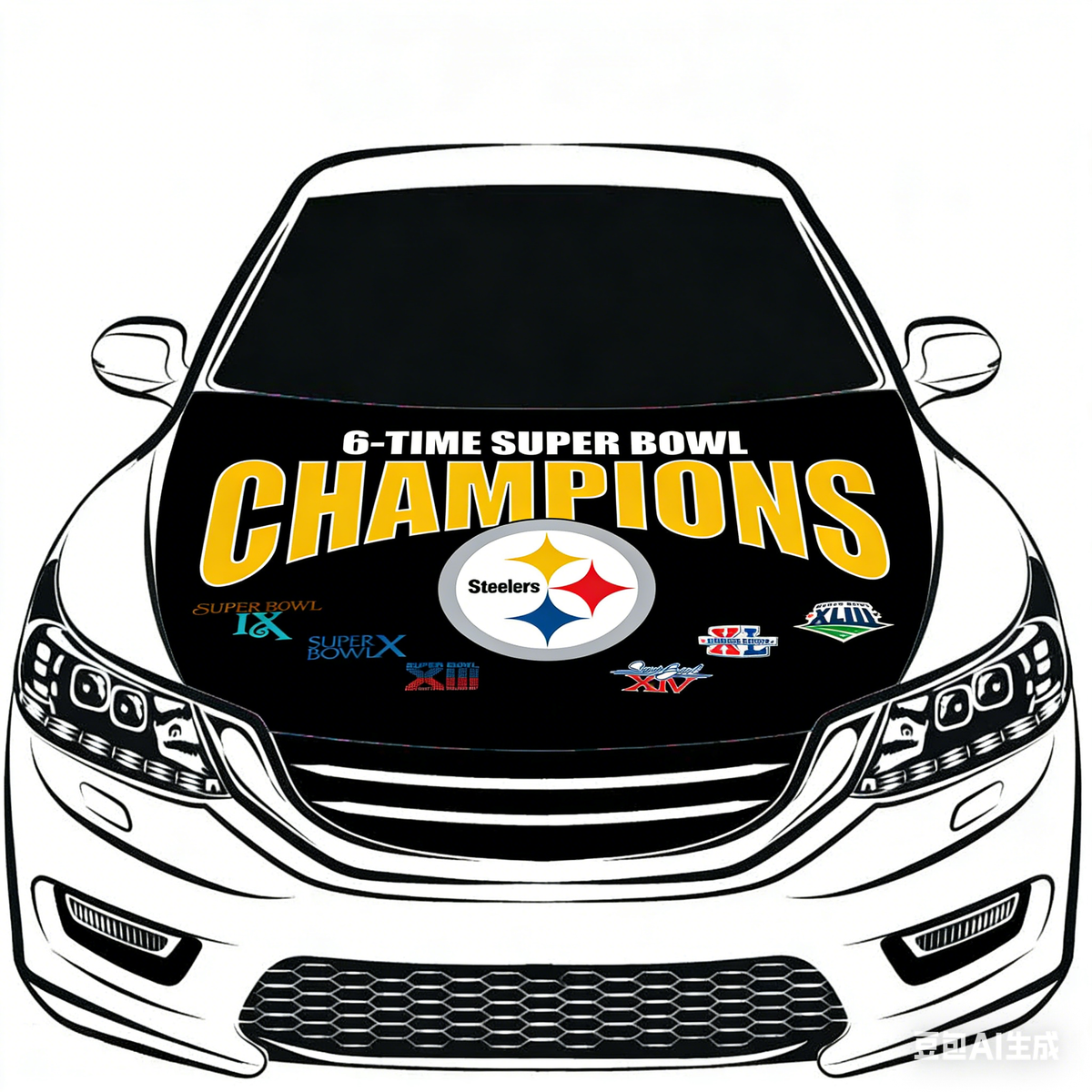 Pittsburgh Steelers NFL Car Hood Cover Flag , Engine Banner,4X5ft,/6X7FT100% Polyester Elastic Fabrics Can be Washed